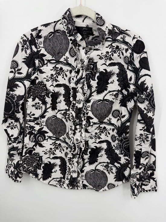 J. Crew Tops - J. Crew Ruffled Slim Perfect Shirt In Ratti® Sunflower Floral Print sz 0